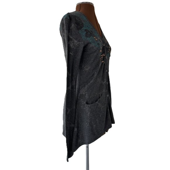 Miss Me Grey Cardigan with Sequin Trim Florals - Picture 6 of 8